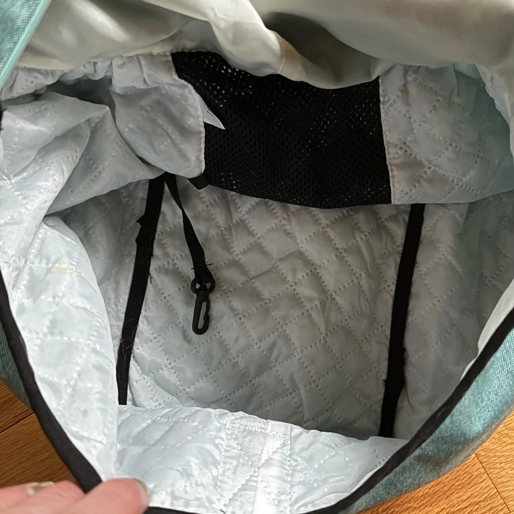 Teal Sling Dog Carrying Bag with Black and White Strap